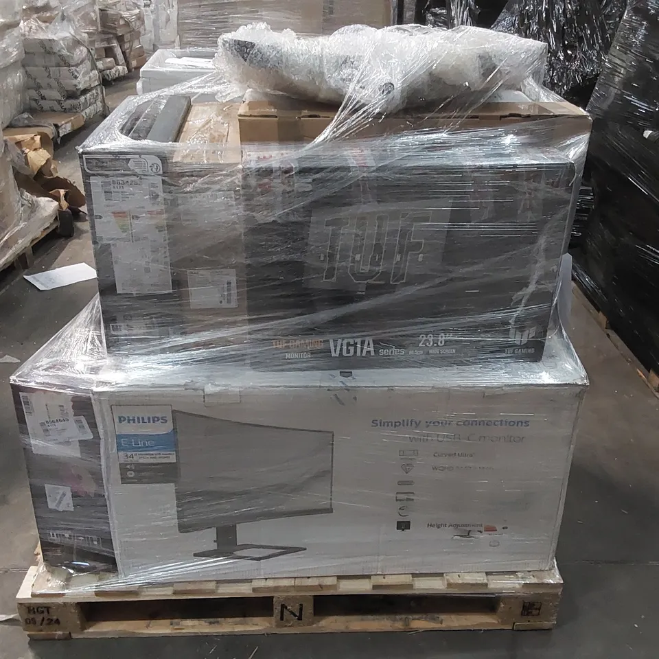 PALLET OF APPROXIMATELY 13 UNPROCESSED RAW RETURN MONITORS TO INCLUDE;