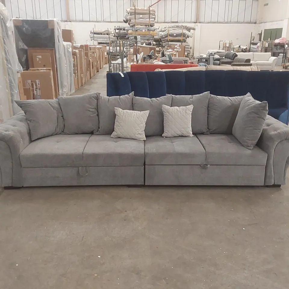 QUALITY DESIGNER FABRIC UPHOLSTERED SOFA BED WITH STORAGE