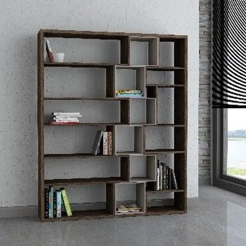 BRAND NEW BOXED ROSCOE BOOKCASE - DARK BROWN/LIGHT MOCHA