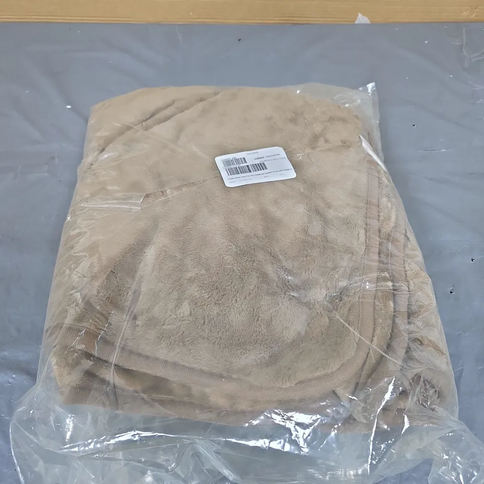 COZEE HOME FAUX FUR AND VELVETSOFT HEATED THROW WITH 9 HEAT SETTINGS DARK TAUPE