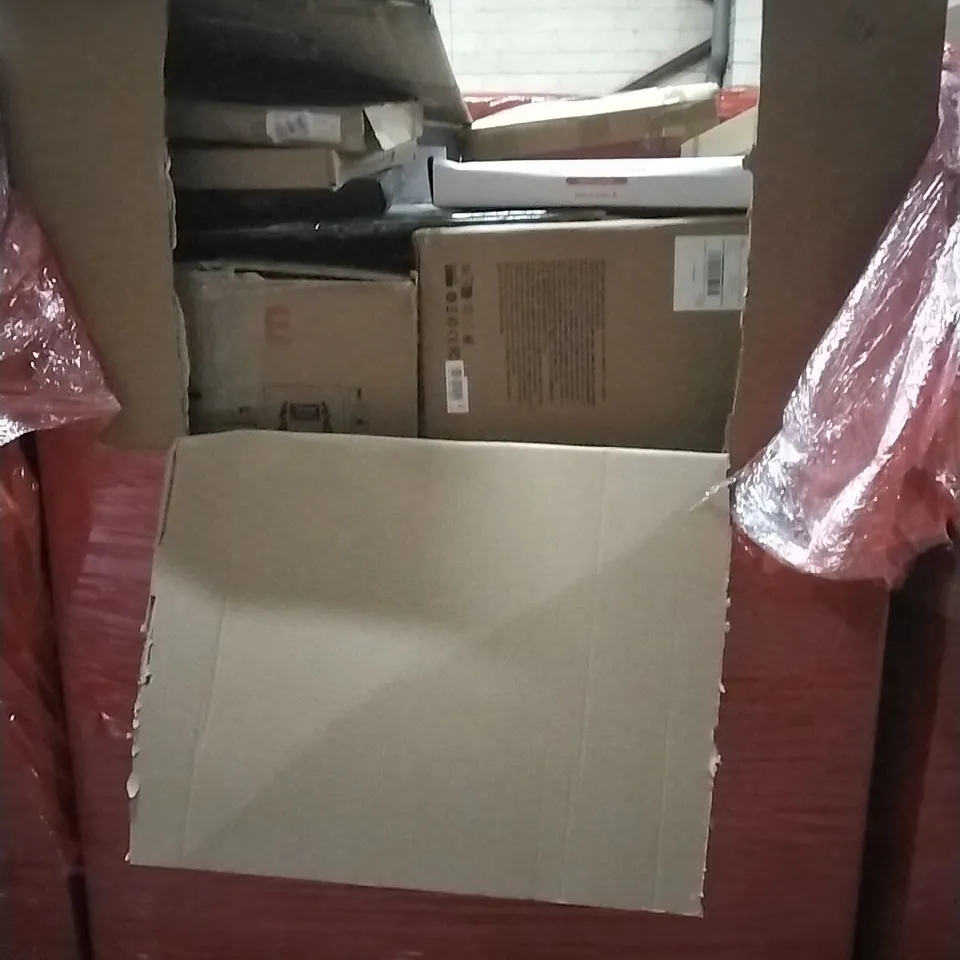 PALLET OF HOUSEHOLD ITEMS TO INCLUDE TOILET SEATS, BOXING MUSIC MACHINE, POOL CUE,DANCE MAT, MANICURE HAND REST AND OTHER ASSORTED ITEMS...