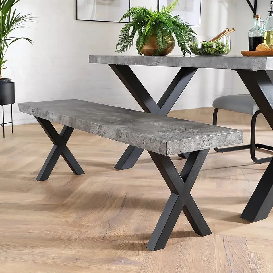 BOXED DESIGNER FRANKLIN CONCRETE DINING BENCH (2 BOXES)