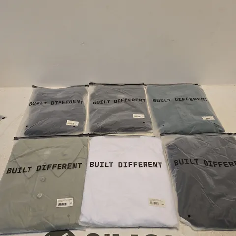 SET OF APPROXIMATELY 20 ASSORTED BUILT DIFFERENT T-SHIRTS/SHIRTS IN VARIOUS COLOURS AND SIZES