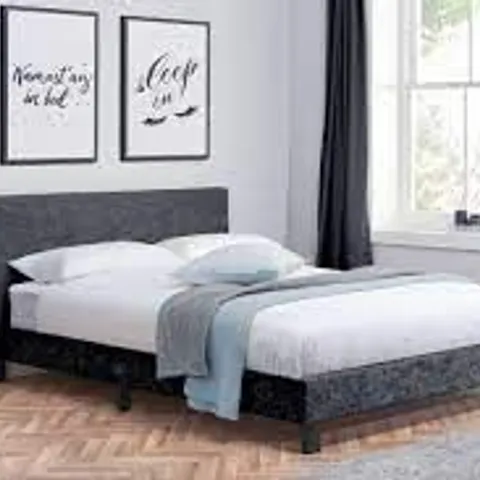 BOXED BECKEY UPHOLSTERED BED FRAME, 135cm - BLACK (1 BOX)