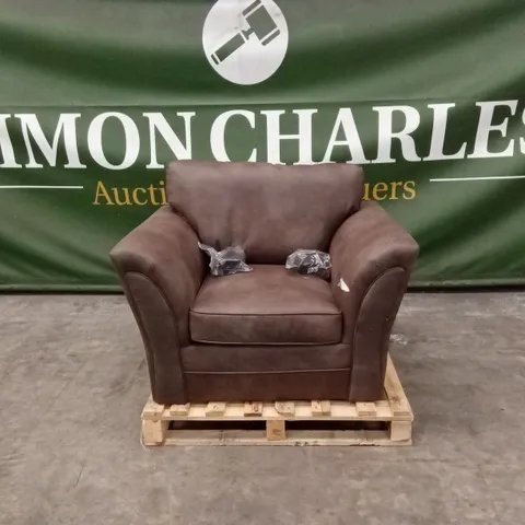DURY LEATHER LOOK ARMCHAIR - CHOCOLATE