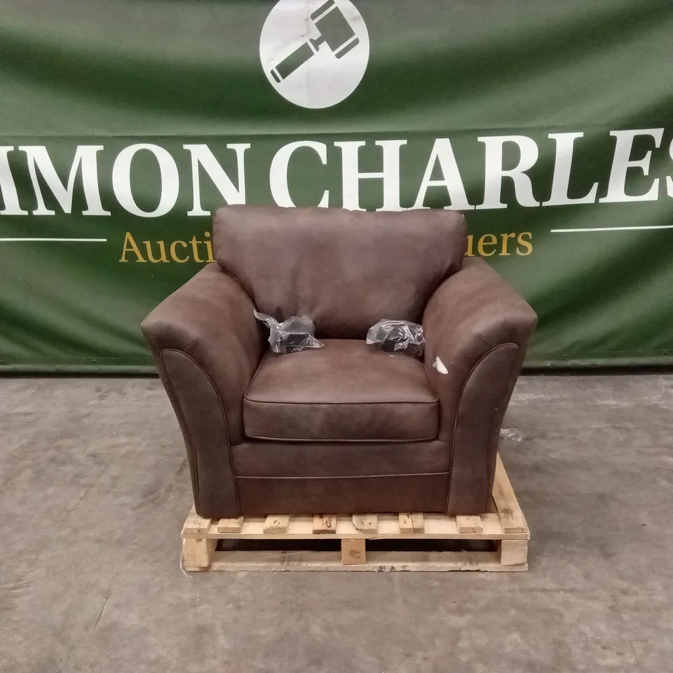 DURY LEATHER LOOK ARMCHAIR - CHOCOLATE RRP £339