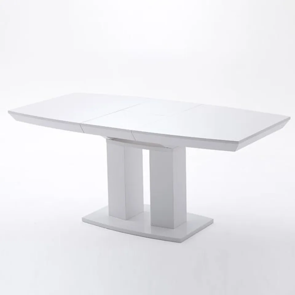 BOXED GENISIMO SMALL HIGH GLOSS EXTENDING DINING TABLE IN WHITE (1 BOX)