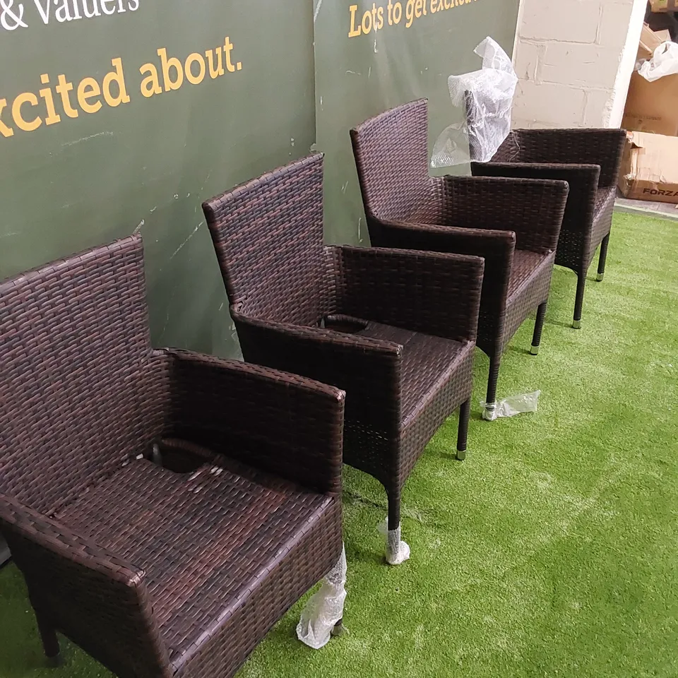 SET OF 4 CHOCOLATE MIX RATTAN CHAIRS