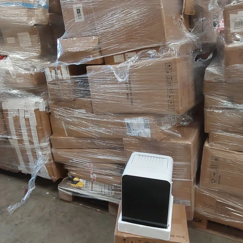 PALLET CONTAINING VARIOUS ASSORTED BOXED ITEMS TO INCLUDE, MINI FRIDGE, JUICER, STORAGE CARTS AND LOTS MORE UNMARKED BOXED ITEMS 