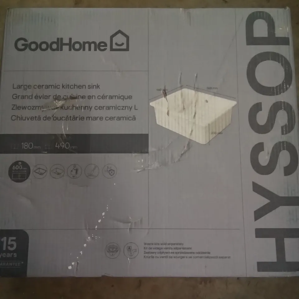BOXED HYSSOP LARGE CERAMIC KITCHEN SINK - WHITE