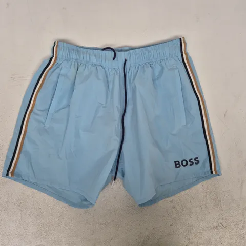 BOSS SWIM SHORTS IN LIGHT BLUE SIZE MEDIUM