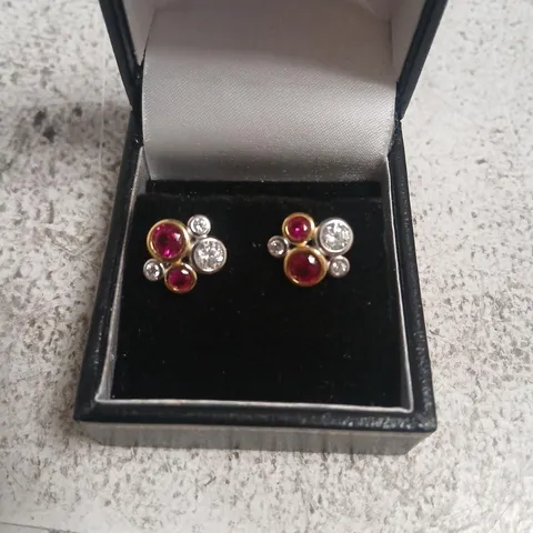 DIAMONIQUE 1.5CT RUBY BUBBLE STUD EARRINGS STERLING SILVER 