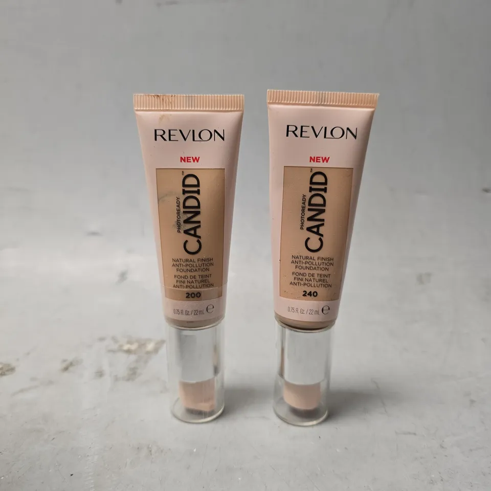 BOX OF APPROXIMATELY 40 REVLON CANDID NATURAL FINISH FOUNDATION 200 & 240
