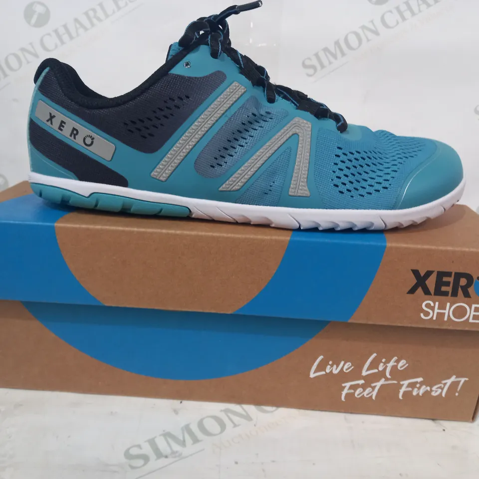 BOXED PAIR OF XERO SHOES IN BLUE UK SIZE 8