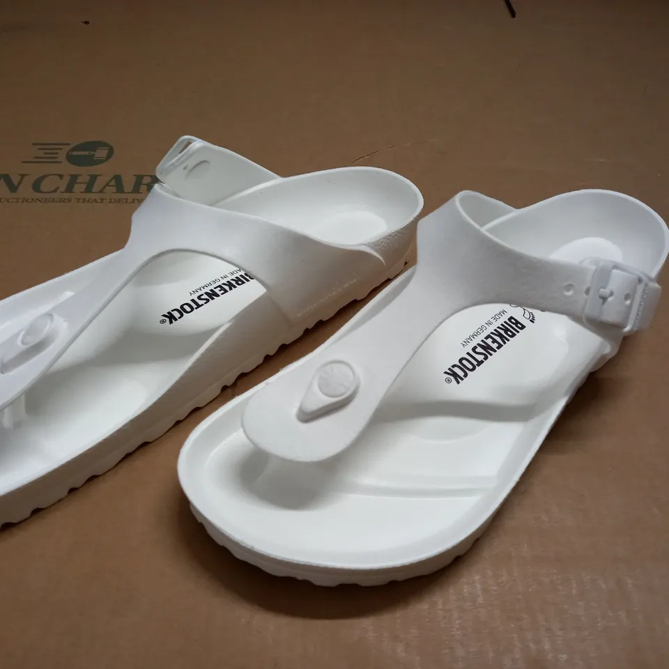 PAIR OF BIRKENSTOCK GIZEH EVA WHITE SANDALS - UK 5.5
