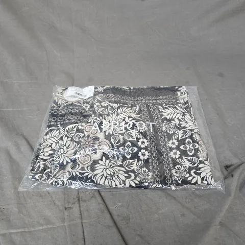 APRICOT KIMONO SCARF PRINT FLARE TROUSERS IN BLACK MIX SIZE 12