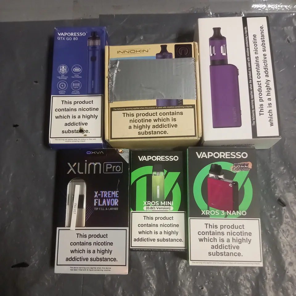 APPROXIMATELY 20 VAPES & E-CIGARETTES TO INCLUDE - VAPORESSO XROS 3 NANO - INNOKIN EZ.WATT - OXVA XSLIM PRO - ETC