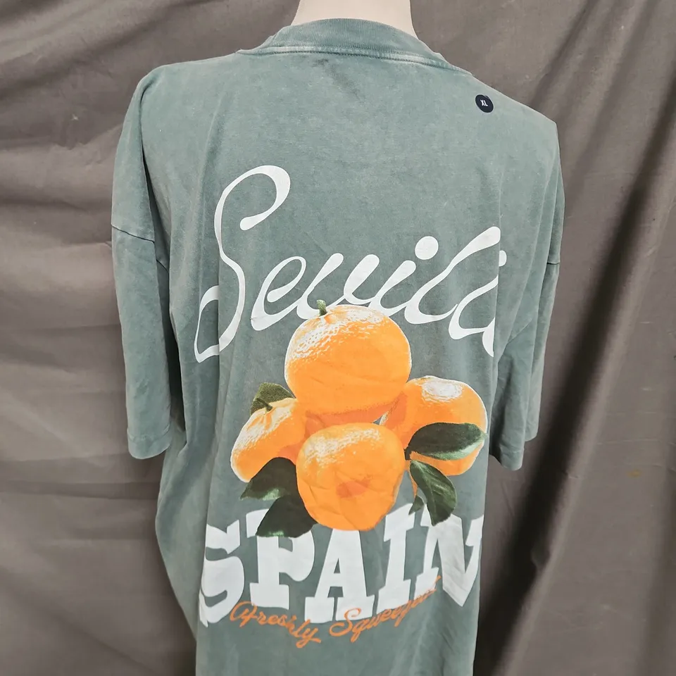 HOLLISTER HEAVYWEIGHT BOXY FIT TEE IN GREEN SIZE XL