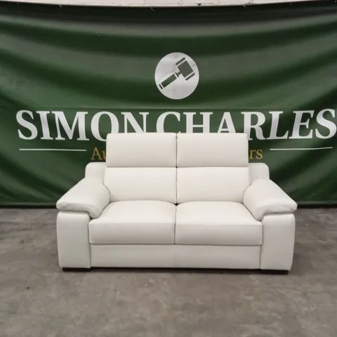 QUALITY DESIGNER ITALIAN MADE RICCARDO 2 SEATER LEATHER SOFA - ICE