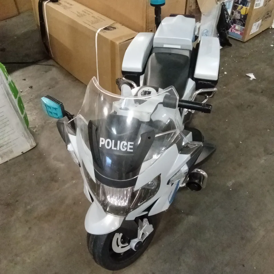 KIDS RIDE ON ELECTRIC BMW POLICE BIKE 12V WITH LOUD SPEAKER