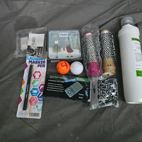 APPROXIMATELY 15 ASSORTED HOUSEHOLD ITEMS TO INCLUDE CARBON FILTER DENBY CHRISTMAS COASTERS, LAUNDRY MARKER PEN, ETC