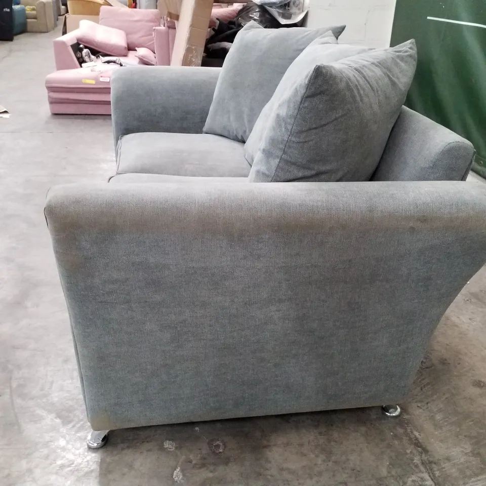 QUALITY DESIGNER 2 SEATER SOFA - GREY FABRIC