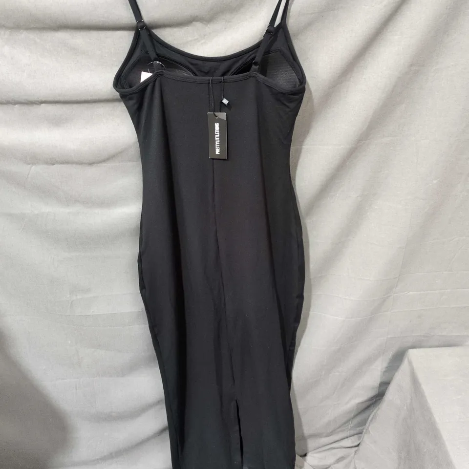 PRETTYLITTLETHING SHAPE BLACK SLIP DRESS, UK 18 (EU 38, US 14) – BRAND TAG ATTACHED