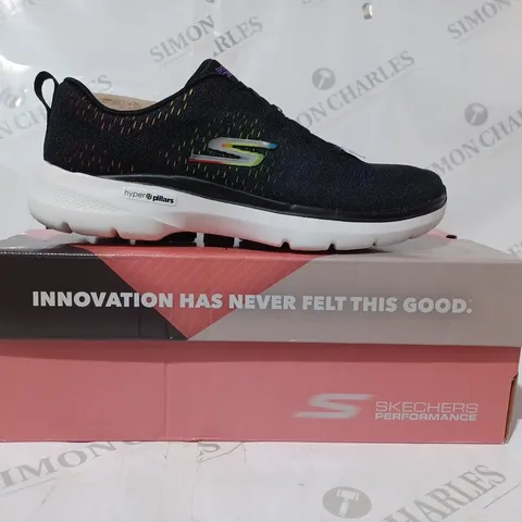 BPXED PAIR OF SKETCHERS GO WALK AIR COOLED TRAINERS IN BLACK/MULTICOLOUR SIZE 6