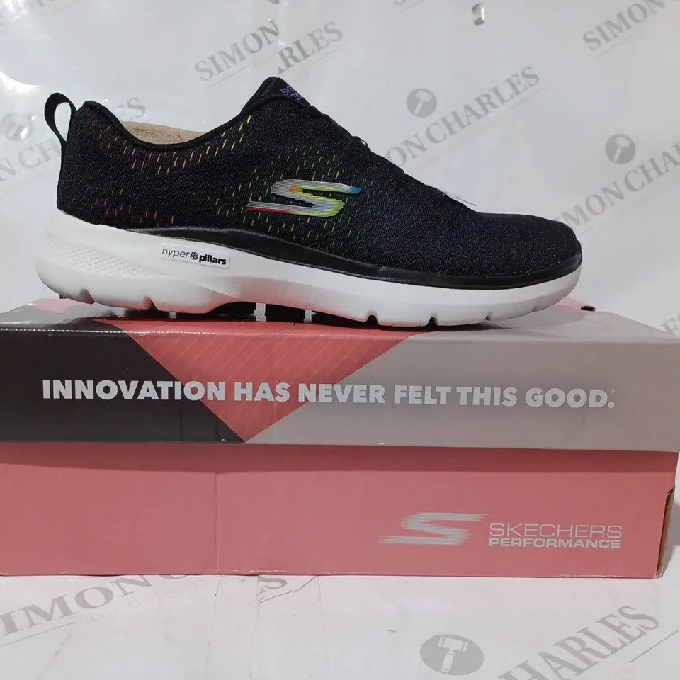 BPXED PAIR OF SKETCHERS GO WALK AIR COOLED TRAINERS IN BLACK/MULTICOLOUR SIZE 6