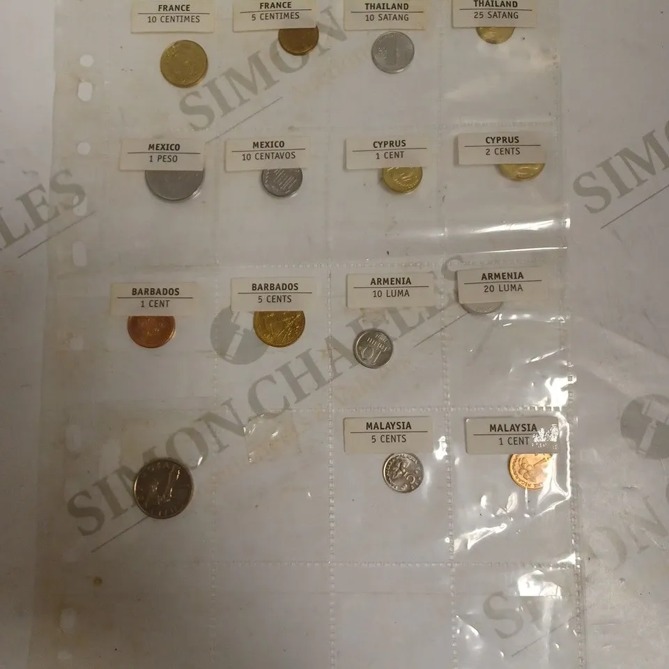 COLLECTION OF ASSORTED COINS IN VARIOUS CURRENCIES FROM AROUND THE WORLD