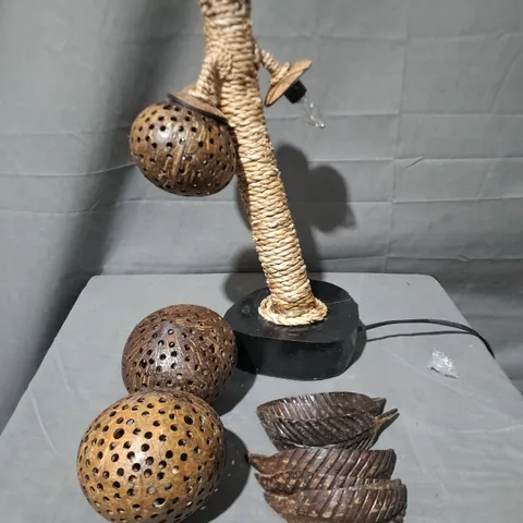 WOOD AND JUTE 36CM COCONUT TREE TABLE LAMP
