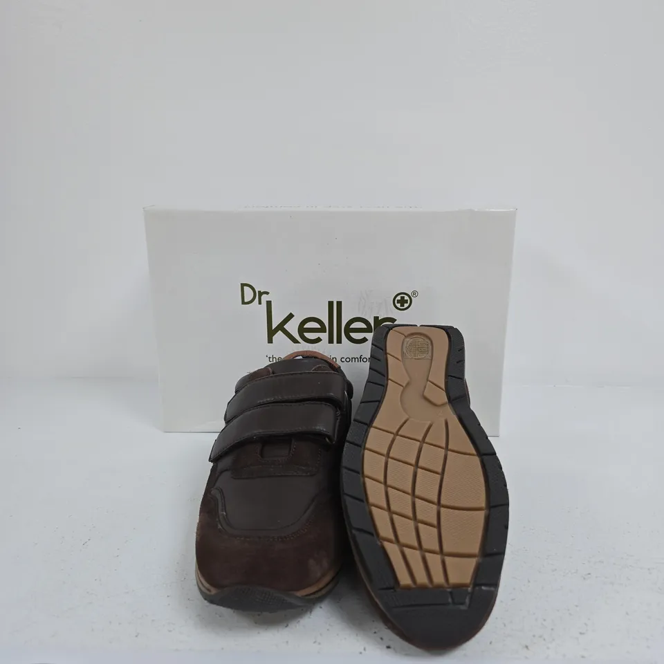 DR KELLER BROWN LEATHER VELCRO FASTENING CASUAL SHOES – BOXED SIZE UK 7