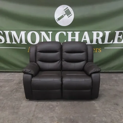 DESIGNER 2 SEATER FAUX LEATHER MANUAL RECLINER SOFA - CHOCOLATE