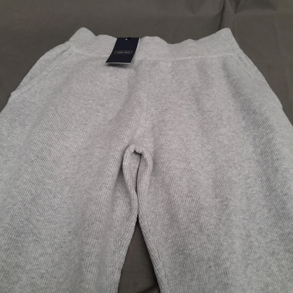 JACK WILLS KNITTED LOGO GREY JOGGERS - SIZE 12