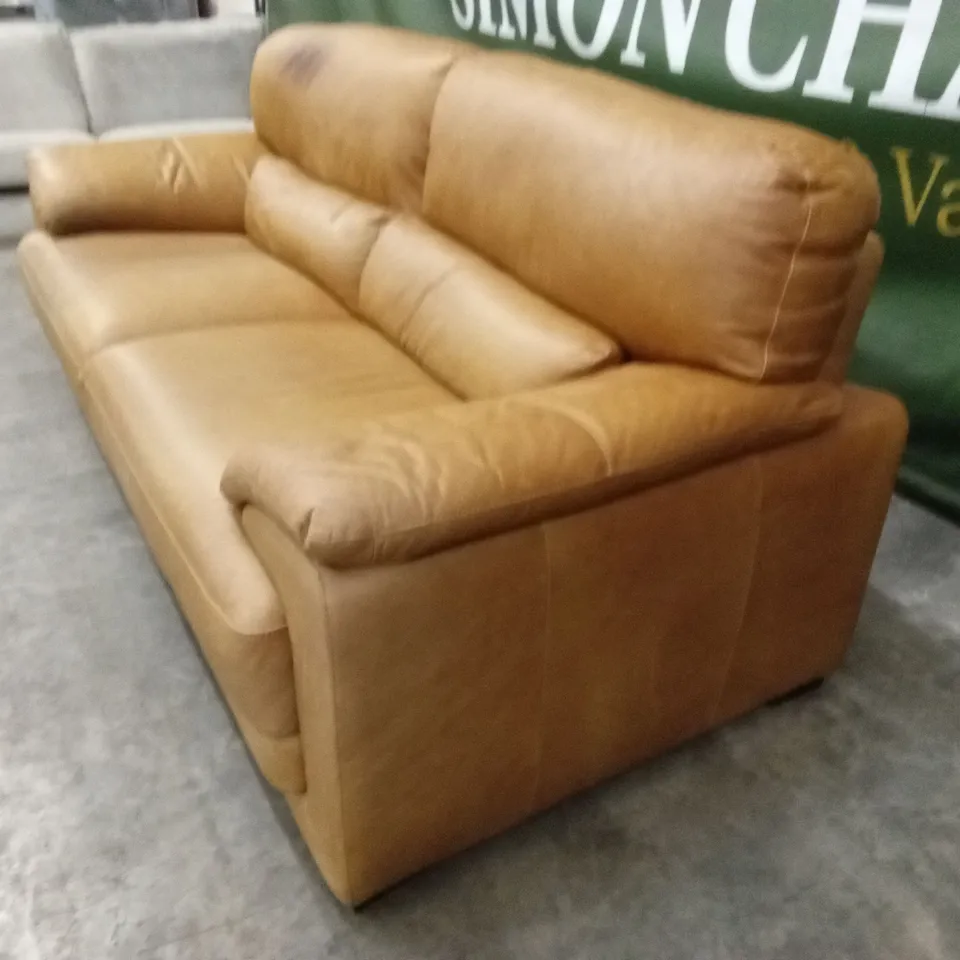 QUALITY DESIGNER ITALIAN MADE BRUNELLO LARGE 3 SEATER LEATHER SOFA - TAN