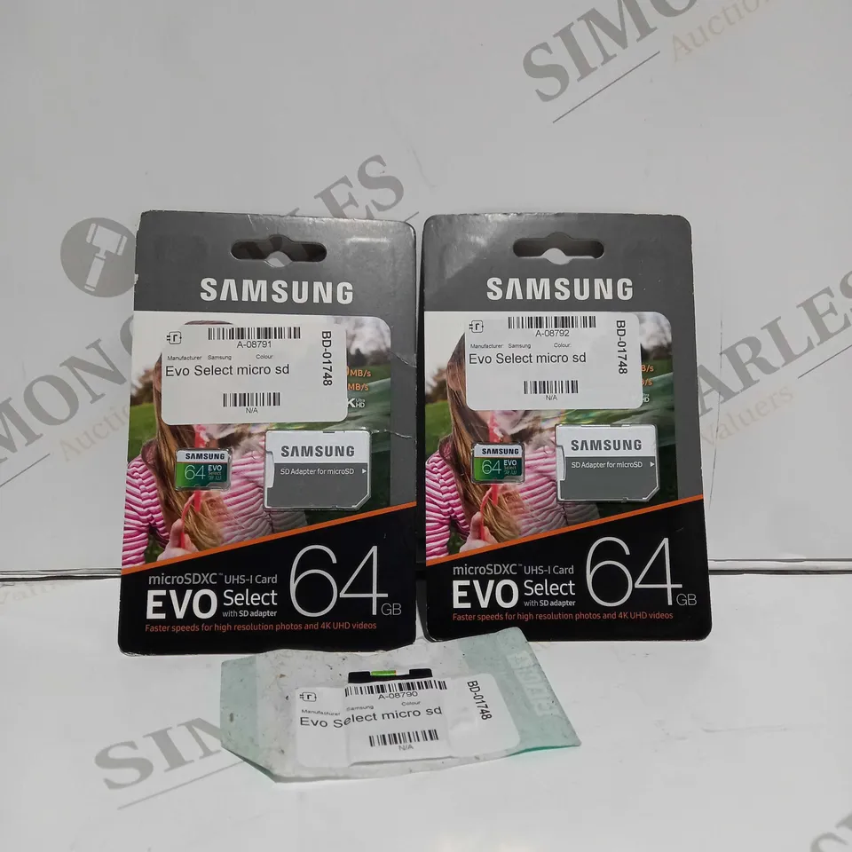 3 X SAMSUNG EVO SELECT 64GB MICRO SD