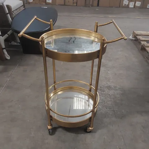 DESIGNER GOLD EFFECT MIRROR DRINKS TROLLEY