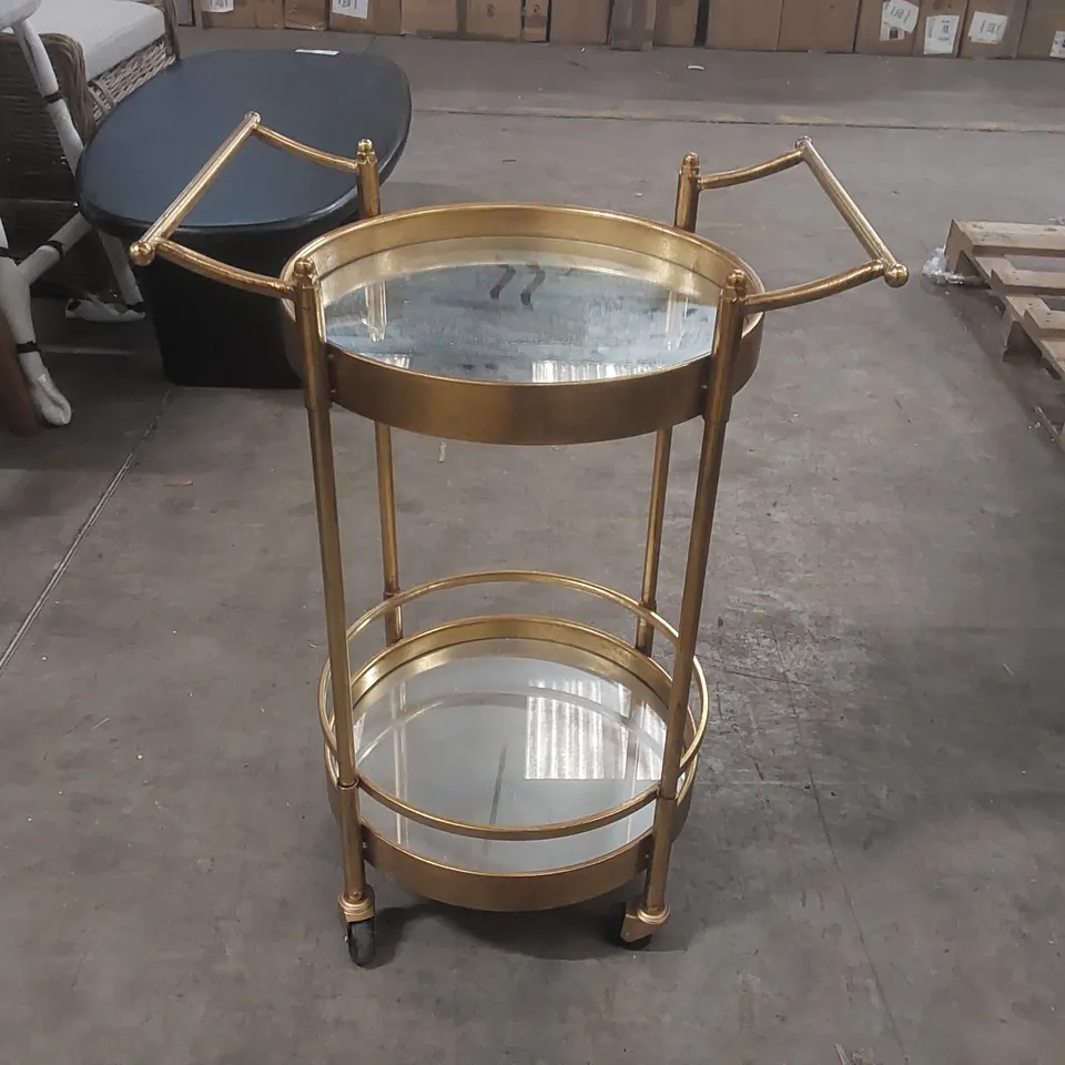 DESIGNER GOLD EFFECT MIRROR DRINKS TROLLEY