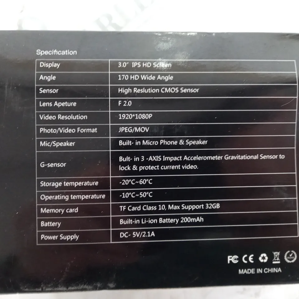 BOXED ORSKEY DASH CAM 2800