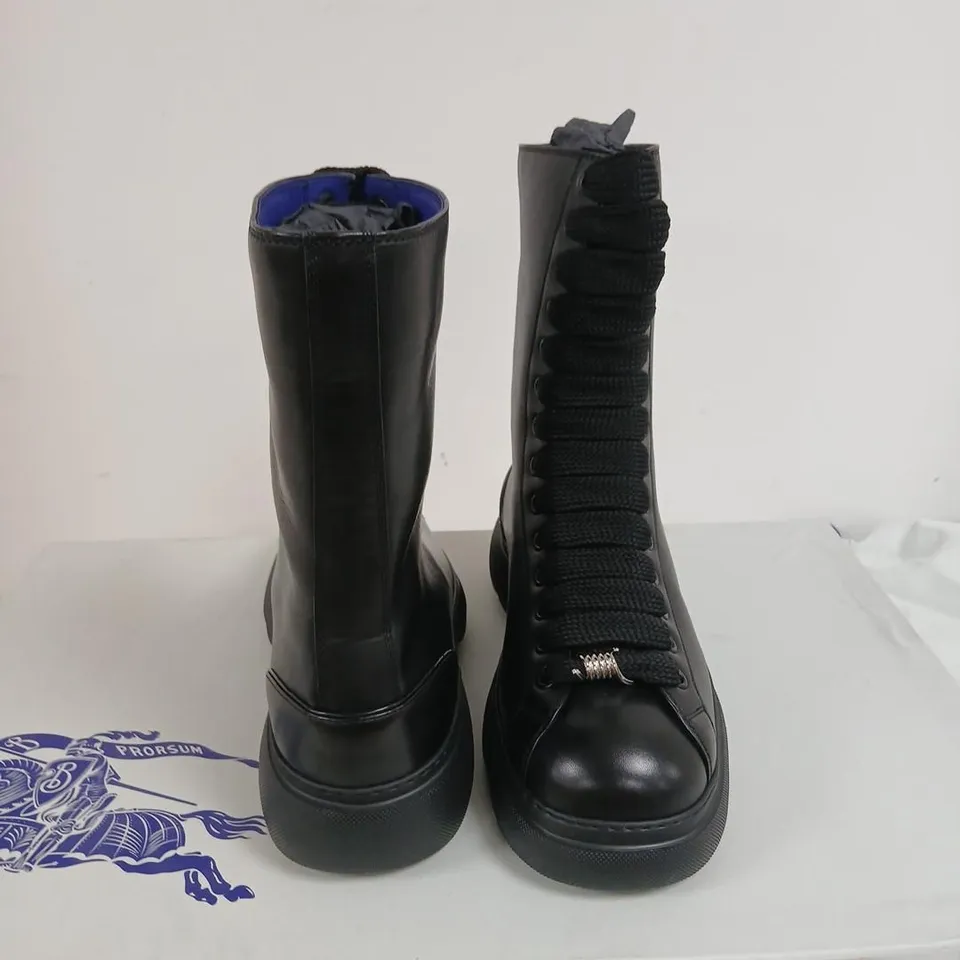 BURBERRY LEATHER COMBAT BOOTS – BLACK, UK 10 (EU 44)