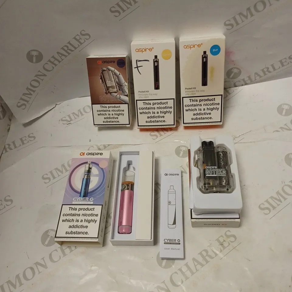 BOXED ASPIRE VAPE KITS INCLUDING POCKEX KIT X2, GOTEK X X2 AND CYBER G