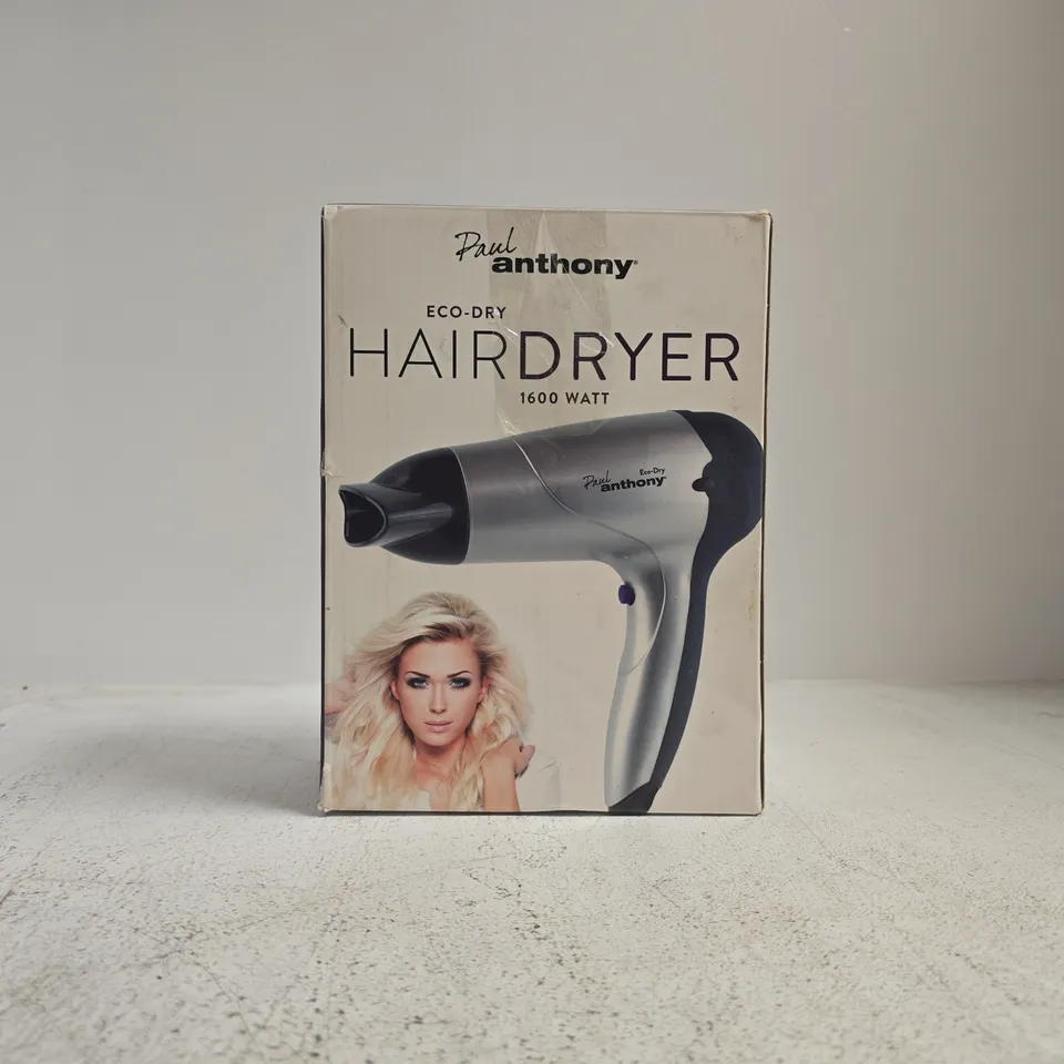 PAUL ANTHONY ECO-DRY HAIRDRYER – BOXED 1600W