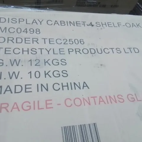 PALLET CONTAINING LARGE QUANTITY OF 4 SHELF DISPLAY CABINETS -OAK-