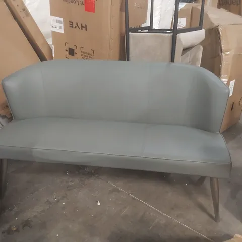DANETTI MELLOW MID GREY FAUX LEATHER 3 SEATER DINING BENCH WITH BACKREST