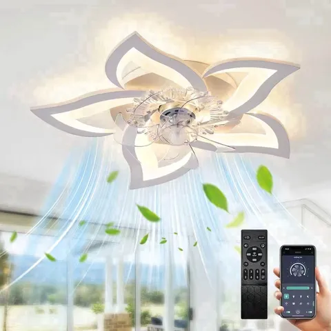 BOXED WHITE CEILING FAN WITH LIGHT, 27.2"