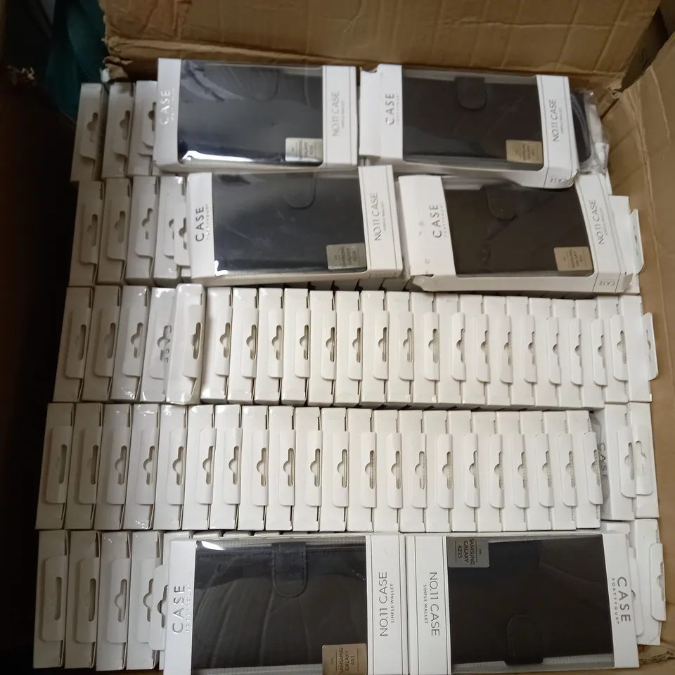 BOX OF APPROX 30 CASE FORTYFOUR NO.11 SIMPLE WALLET PHONE CASES - BLACK SAMSUNG GALAXY A21S