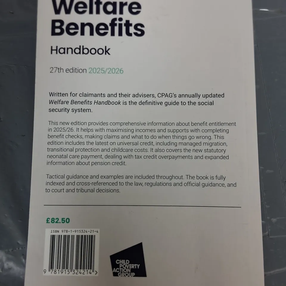 CPAG WELFARE BENEFITS HANDBOOK 27TH EDITION 25/26