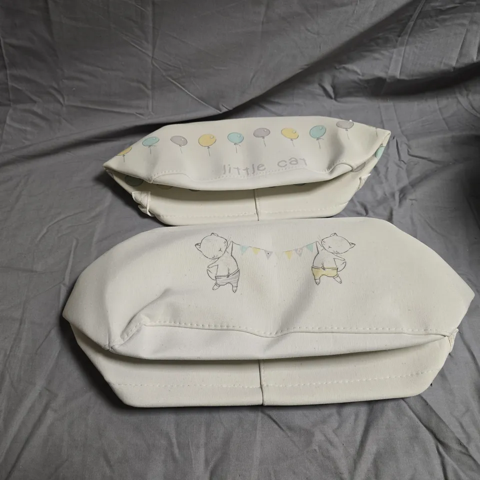 Oceanhome Textiles Basket Set of 2 – White Fabric Storage Baskets (24x17x1.4 cm + 30x21x18 cm)