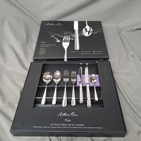 BOXED ARTHUR PRICE PISA 42PCE CUTLERY SET IN STAINLESS STEEL