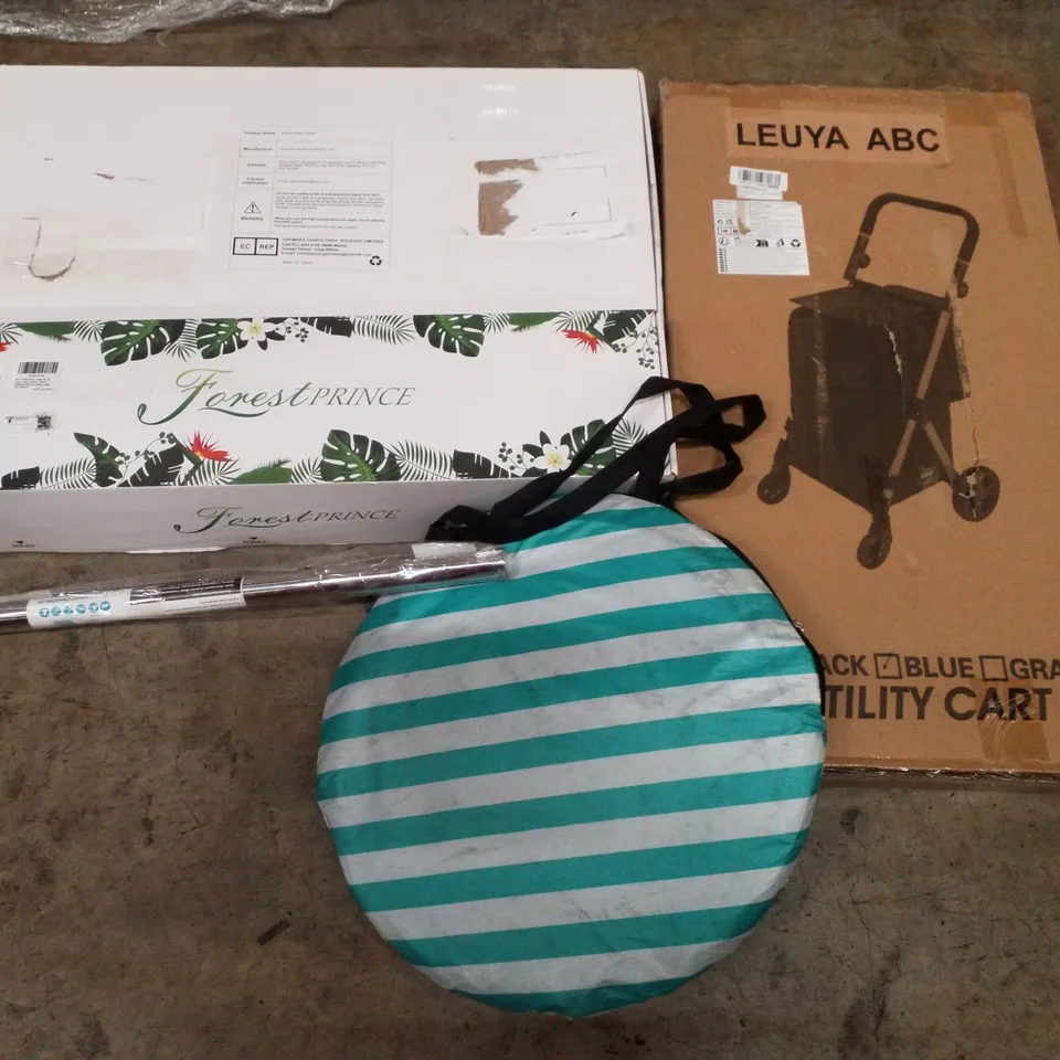 PALLET CONTAINING ASSORTED PRODUCTS INCLUDING SHOWER MIXER, UTILITY CART, POP UP TENT, MIRROR WINDOW FILM & ARTIFICIAL FERN